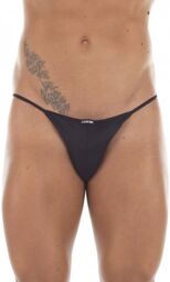 String noir satiné dos résille Noir