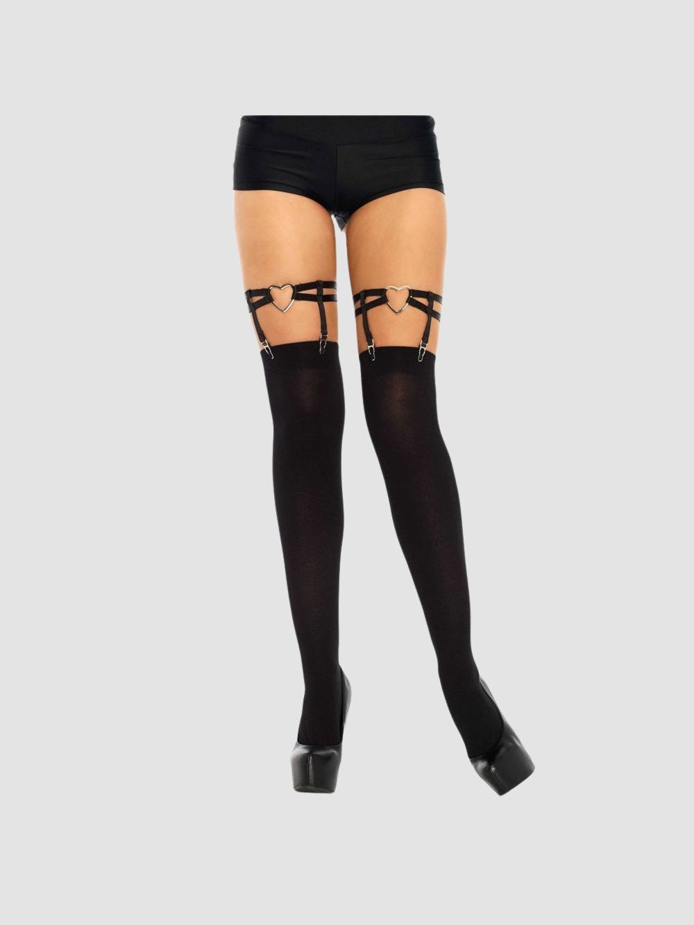 Jarretières coeur avec attaches Joni noir