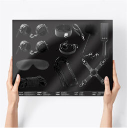 Set bondage complet 11 pièces noir pour jeux BDSM