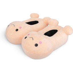 Chaussons en forme de pénis avec un visage souriant - Beige