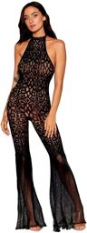 bodystocking en dentelle au crochet sans couture et résille noire Noir