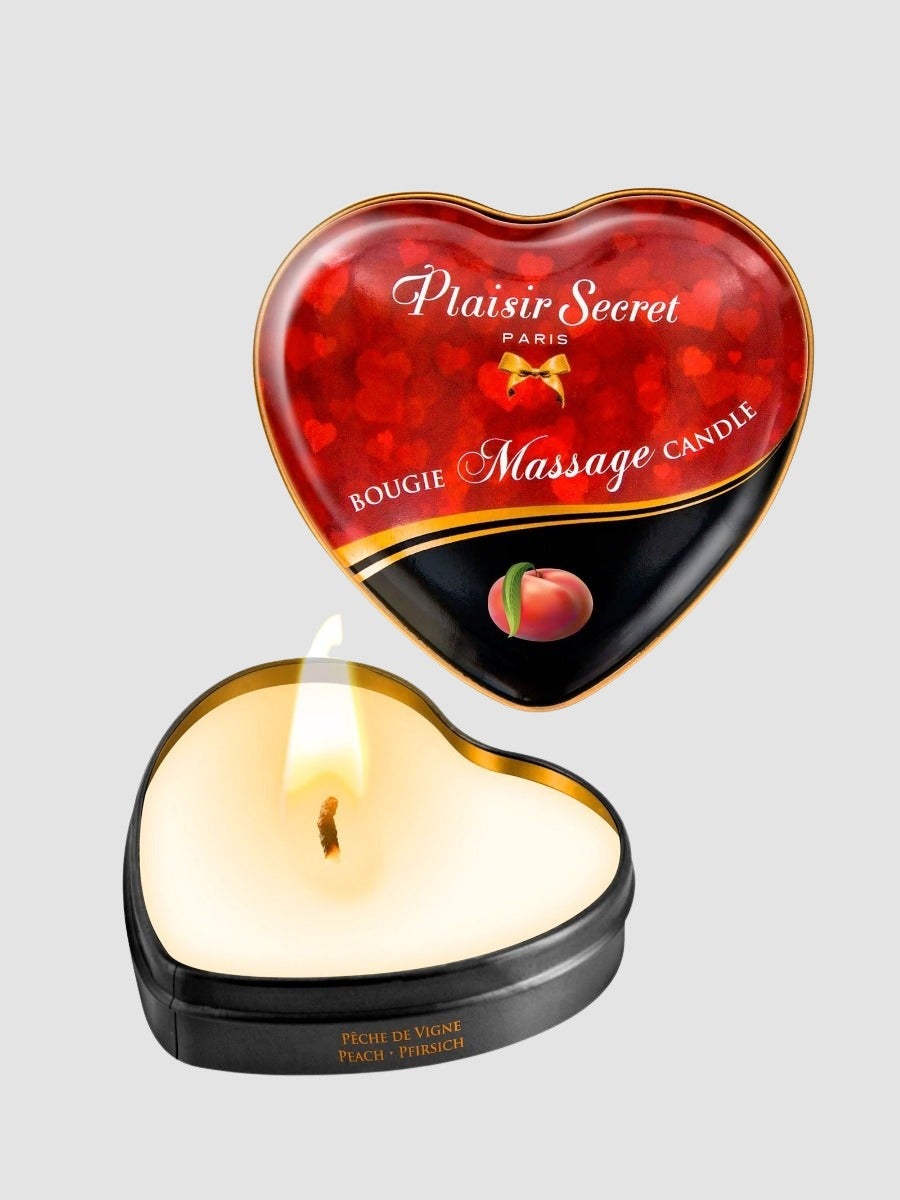 Bougie de massage mini coeur pêche de vigne 35 ml