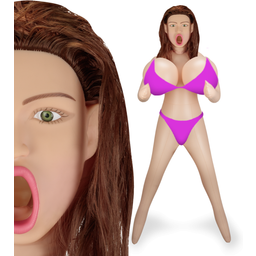 Poupée gonflable réaliste poitrine XXL châtain tête 3D Edna