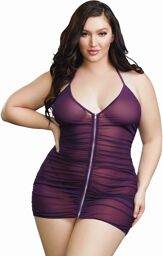 Nuisette grande taille violette froncée avec zip Violet