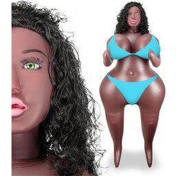 Poupée gonflable réaliste curvy black tête 3D Jalia