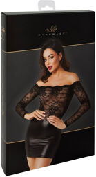 Robe Mini en Dentelle et Wetlook Noir