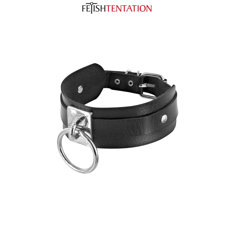 Collier BDSM large avec anneau