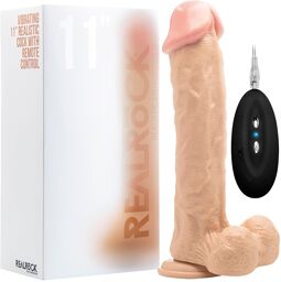 Gode Réaliste Vibrant 28 cm avec testicules et ventouse 11