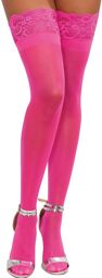 Bas roses nylon autofixants jarretières dentelle Rose