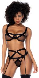 Mapalé Ensemble 3 pièces noir en maille transparente Noir