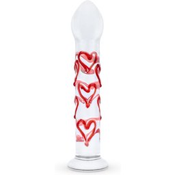 - Dildo en Verre pour Point G/Prostate avec Cœurs No. 30 - 17 cm