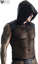 T-shirt à capuche en mesh Noir