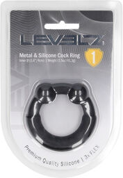 Anneau péni en métal et silicone - Noir