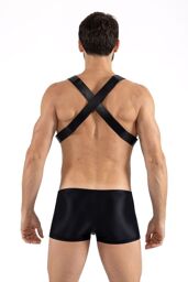 Harnais homme simili cuir avec sangles croisées dans le dos - LM302412152 Noir