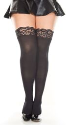 Bas noirs opaques jarretières dentelle - MH4747XBLK Noir