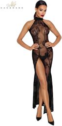 Robe longue en tulle floqué Noir