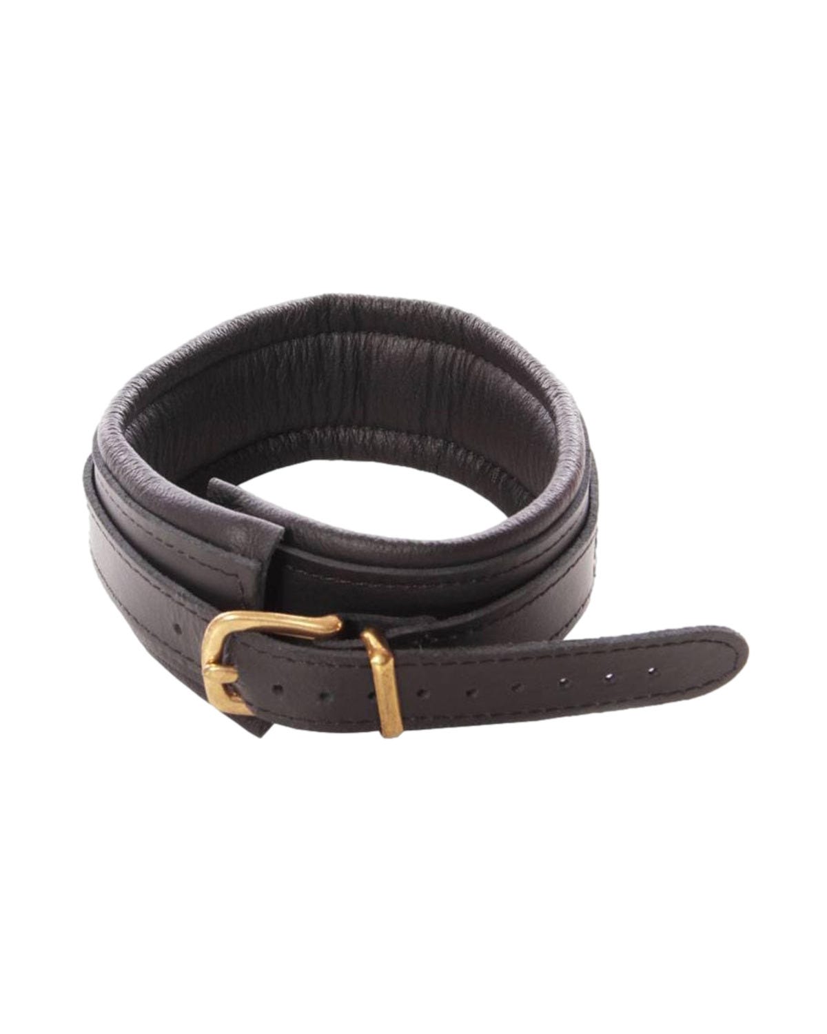 Collier en cuir anneau doré