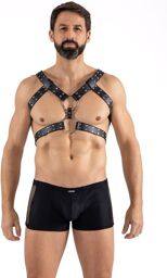 Harnais homme simili cuir avec sangles reliées par de larges anneaux - LM302412150 Noir