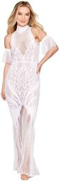 Robe bodystocking en résille et dentelle blanche Blanc