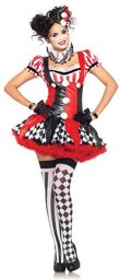 Costume 3 pièces Clown Arlequin - Noir et rouge