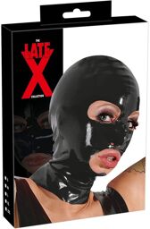 Cagoule ouverte Noir en latex - TU