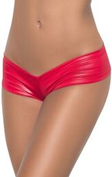 Tanga rouge wetlook froncé sur les fesses Rouge
