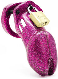 Cage de chasteté avec cage en ABS pailleté rose