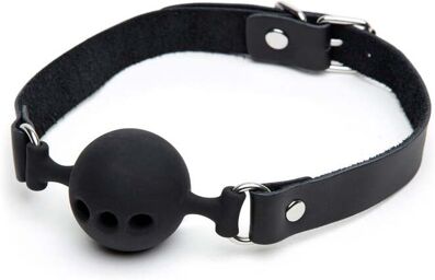 Bâillon Boule Silicone Respirant Medium Noir