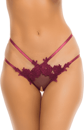 Panty rouge bordeaux ouvert à l'entrejambe - REN1169-BUR Rouge bordeaux