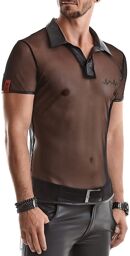 Polo en maille noire transparente Noir