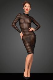 Robe Longue en Tulle Elastique Noir