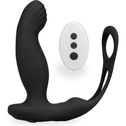 Vibromasseur sex toy homme anal Stimulateur de prostate toutes options avec anneaux Hubert - Noir