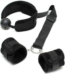 Collier Baillon et Menottes Noir velcro