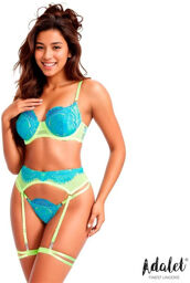 Set lingerie Harlow avec soutien-gorge, tanga, porte-jarretelles et jarretelles