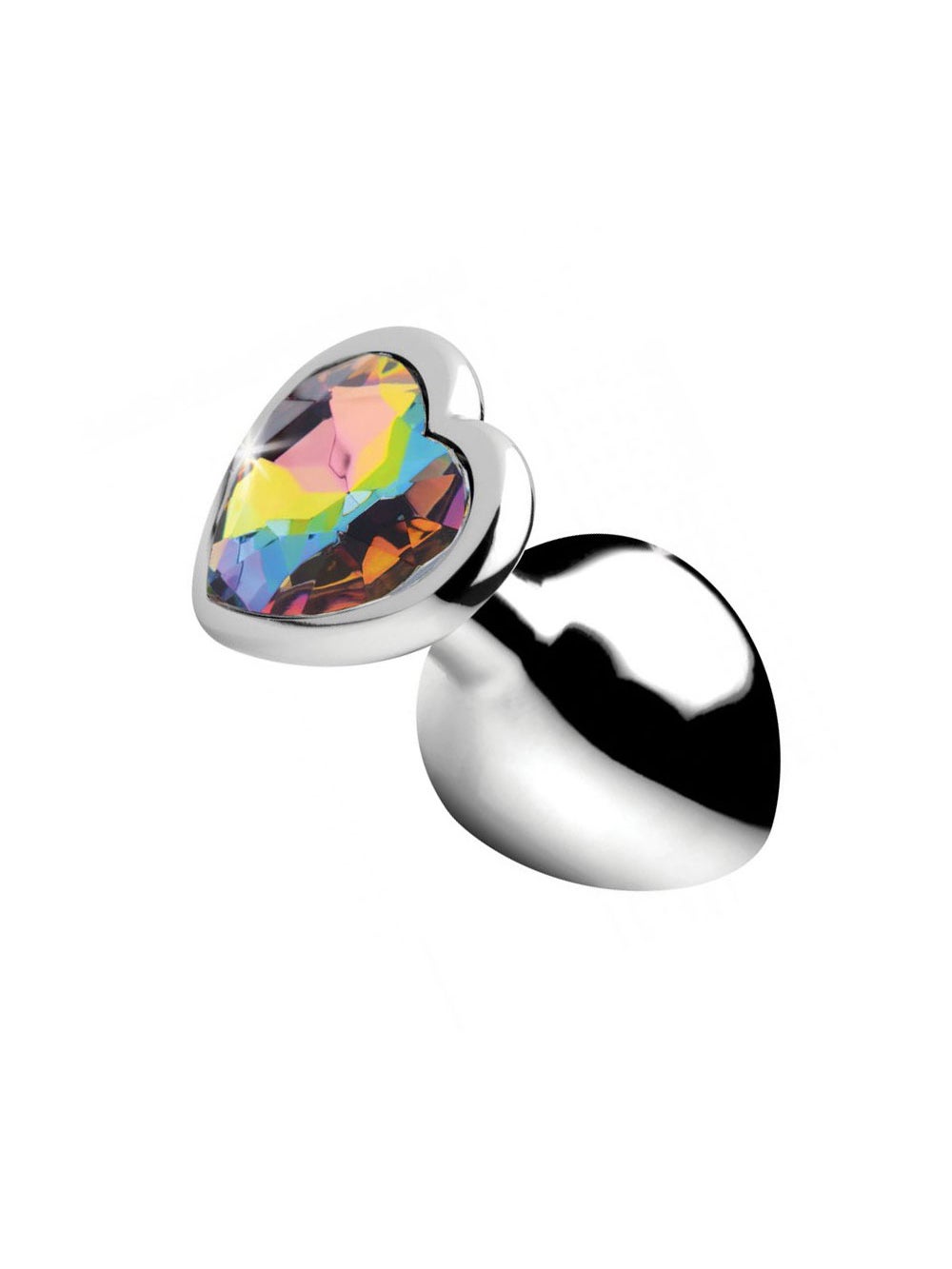 Plug Anal Métal Bijou Rainbow Prism Heart Medium