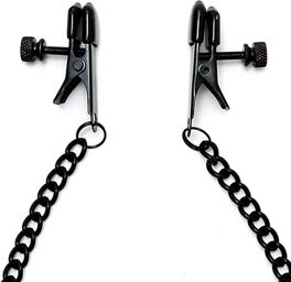 Pinces à Tétons avec Chaînette Métal - Noir