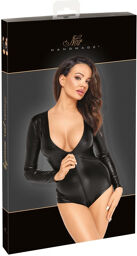 Body manches longues effet peau de serpent Noir
