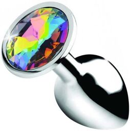 Plug Anal Métal Bijou Rainbow Prism Gem Small Argenté