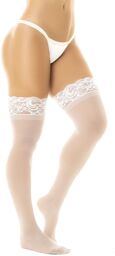 Bas en nylon sexy blanc autofixant - MAL1108WHT Blanc
