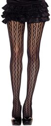 Collant nylon fantaisie noir mi-saison ajouré géométrique Noir