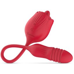 – Rose Vibromasseur Langue et va-et-vient – Rouge