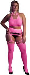 2 pièces Top and Stockings Neon - Pink - XL/XXXXL
