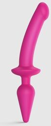 Plug-In Switch Semi-Réaliste Gode & Plug Anal 2-en-1 Taille L - Rose