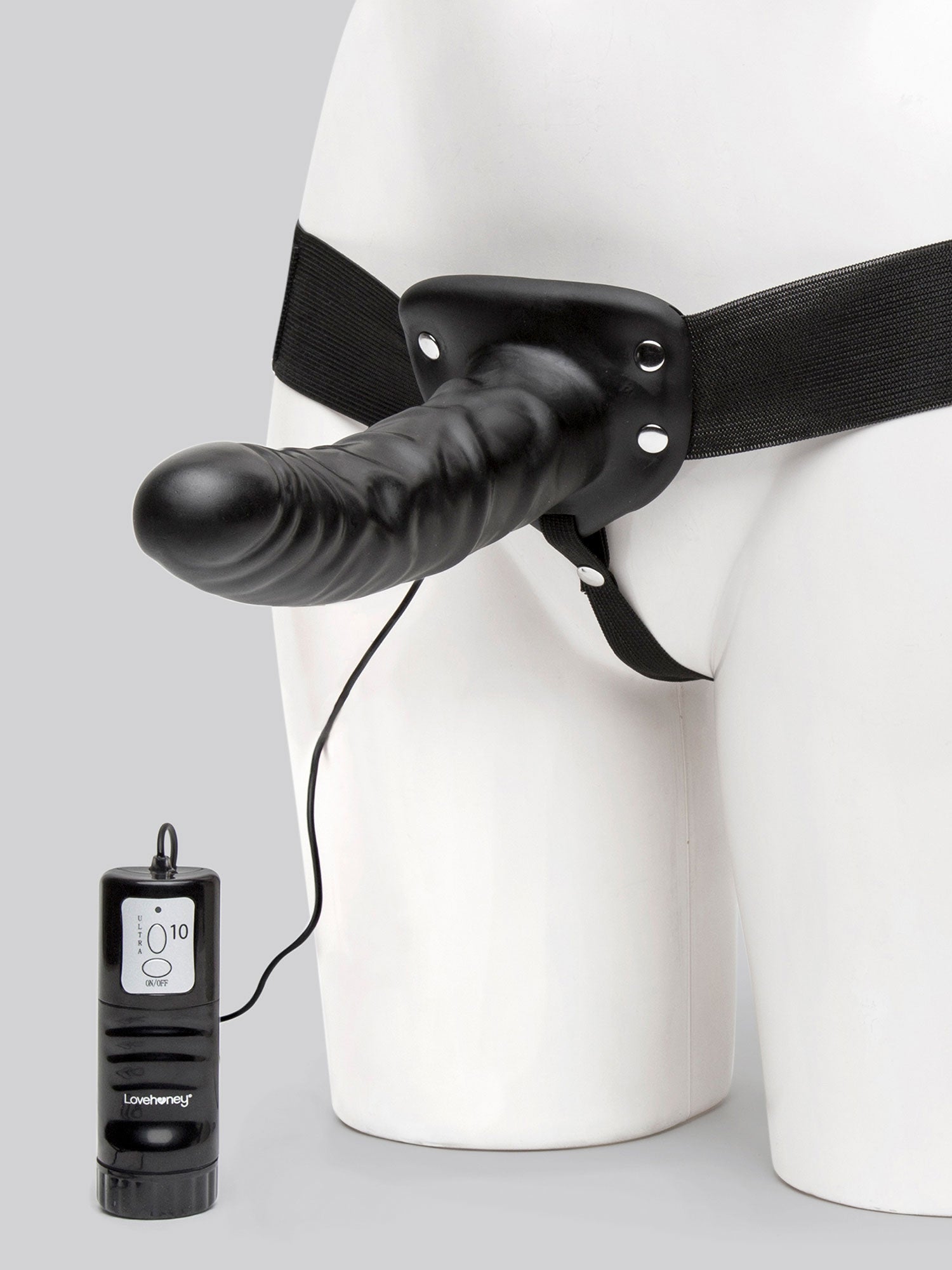 Gode ceinture creux vibrant 20,3 cm Perfect Partner Noir