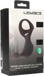 Stimulateur prostatique en silicone vibrant avec cockring Tri O - Noir