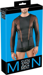 Chemise à manches longues avec inserts en résille Noir