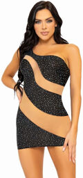 Mini robe asymétrique avec strass
