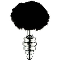Black Fluffy Plug Anal en Métal L