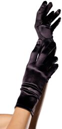 Gants courts satinés Cérémonie Noirs Noir