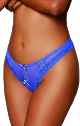 String ouvert à l'entrejambe bleu pervenche avec laçage à l'arrière - DG1480PER Bleu pervenche